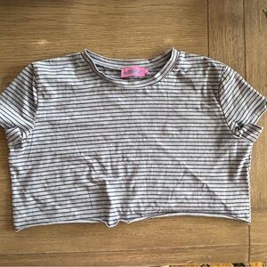 Edikted Gray and Brown Striped Crop Top